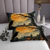 Manfei Black Crow Bedspread King Size,Black Bats Moonlight Halloween Coverlet Set,Girls Boys Women Room Decor,Happy Halloween Western Holiday Quilted Coverlet,Grey Trippy Bedding Quilt,2 Pillowcases view 3