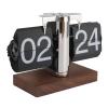 Cyrank Retro Flip Desk Shelf Clock, Wood Base Flip Down Clock Retro Digital Flip Desk Clock Auto Flip Desk Table Clock Mechanical Flip for Home and Office Decoration view 1