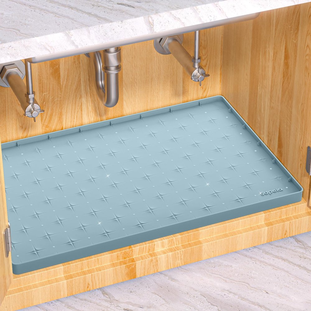 Sdpeia Under Sink Mat 22"14" Waterproof Silicone Cabinet Liner & Sink Protector for Kitchen & Bathroom, Multi-Purpose Organizers Tray for Pets, Laundry, Cat Litter Mat
