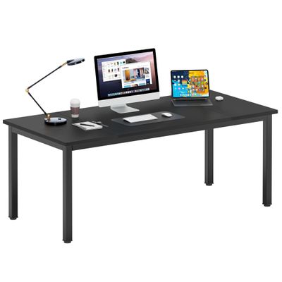 DlandHome Computer Desk, Large Executive Office Desk Study Writing Workstation for Home Office,70.8 x 31.5 inch,Black