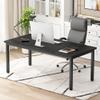 DlandHome Computer Desk, Large Executive Office Desk Study Writing Workstation for Home Office,70.8 x 31.5 inch,Black view 2