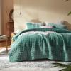 LEAONME Velvet Quilt California King-118''x106'', Lightweight Aqua Green Velvet Comforter Set with 2 Pillow Shams, Soft Oversized Bedspread Coverlet Quilted Bedding Set for All Season view 1