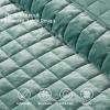 LEAONME Velvet Quilt California King-118''x106'', Lightweight Aqua Green Velvet Comforter Set with 2 Pillow Shams, Soft Oversized Bedspread Coverlet Quilted Bedding Set for All Season view 4