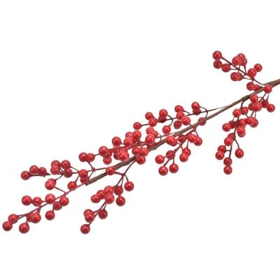 ZIIVIEVS 5pcs Simulated Holly Fruit, red Fruit, Wealth Making Fruit, Lucky Bucket, Ginkgo Leaf, Chinese New Year's Eve Flower(Color:10forkHollyfruit)