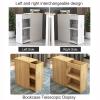 3 Tier Wooden Floor Standing Bookcase,Slide Out Drawer Storage Bookcase file cabinet,Pull Out Mobile with Door Dustproof File Cabinet,Office Bedroom Living Room Hidden Storage Cabinet with Wheels view 4