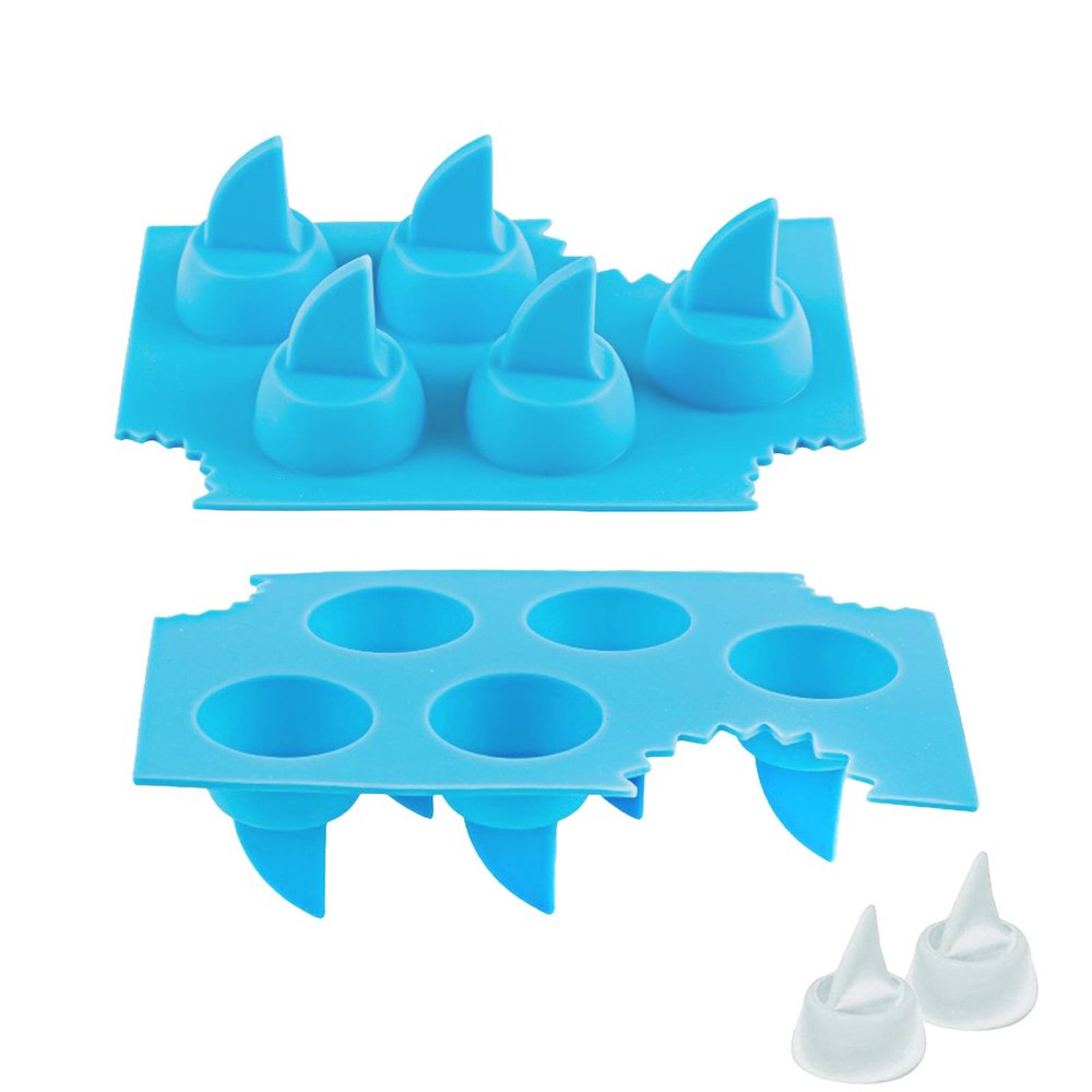 2 Pack Silicone Ice Cube Tray, Shark Fin Ice Trays, Novelty Ice Cube Molds, Non-Stick Chocolate Candy Molds for Shark Theme Party