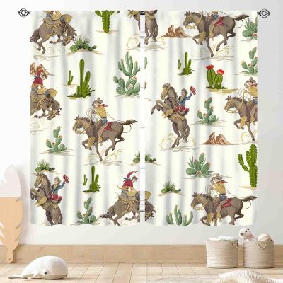 Western Curtains for Bedroom, Rustic Farmhouse Cowboys Riding Horse Wild West Desert Cactus Country Style Blackout Window Drapes Treatments for Living Room Kitchen Home Decor 2 Panels, 84"x63" Inch