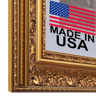 11x14 Picture Frame with Mat for 8x10 Picture. 11x14 Frame Matted to 8x10 Picture. 11 x 14 Poster Frame with Mat. 3-1/2" Wide Frames for 8 x 10 Prints with Mats. Gold Ornate 3348. For Prints, Diplomas. Polystyrene-Quality Wood Frames Alternative.