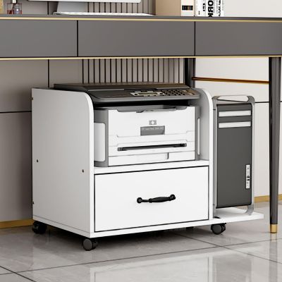 XingLi Media Storage Cabinet, Movable AV Media Stand, with Height Adjustable Wooden Shelf and Storage Drawer for Home/Office/Theater(Color:A,Size:53x40x46.5cm)