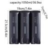 SUREK Plastic Soap Dispenser Wall Mount Shower Dispensers Manual Lotion Dispenser Bottle Black for Bathroom Refillable, 3 Chamber view 2