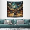 HZOHNAGO Bookshelf Tapestry Magical Library White Dove Flying Starry Sky Pattern Printed Tapestry Wall Hanging for Bedroom Living Room Dorm 60" L x 60" W view 1