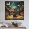 HZOHNAGO Bookshelf Tapestry Magical Library White Dove Flying Starry Sky Pattern Printed Tapestry Wall Hanging for Bedroom Living Room Dorm 60" L x 60" W view 3