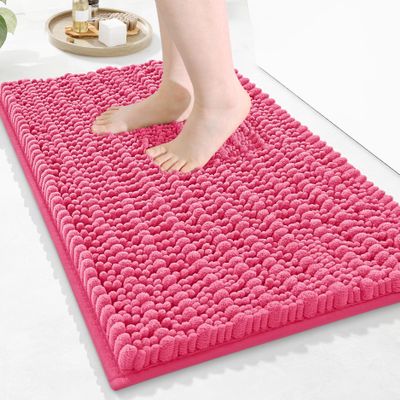 Arotive Luxury Bathroom Rugs 24x16, Extra Soft Thick Absorbent Shaggy Chenille Bath Rugs, Non-Slip Machine Wash Dry, Bath Mats for Bathroom Floor, Tub and Shower, Home Decor Accessories, Deep Pink