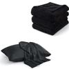 BEDELITE Fleece Blanket 90x90 in & Cooling Pillowcase 20x30IN, Black view 1