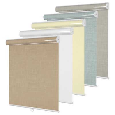 Doing-X 100% Blackout Roller Shades for Windows Linen Fabric Cordless Roller Blinds with Cassette Valance Thermal Insulated Room Darkening Window Shades for Home Office Bedroom(24.5" W x 86" H) Brown