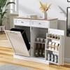 AHB 13 Gallon Tilt Out Trash Bin Cabinet with 2 Drawers, Adjustable Shelves,Kitchen Storage Cabinet with Garbage Bin Tilt Out Laundry Hamper for Kitchen, White view 1