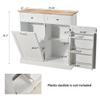 AHB 13 Gallon Tilt Out Trash Bin Cabinet with 2 Drawers, Adjustable Shelves,Kitchen Storage Cabinet with Garbage Bin Tilt Out Laundry Hamper for Kitchen, White view 3
