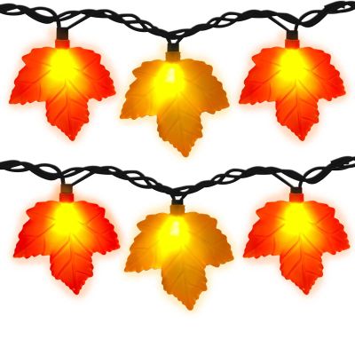 Romasaty Fall Decor Maples Leaf String Lights, 8.5FT LED Maple Leaf Lights with 10 3D Maple Light, Plug in Fall Decorations for Indoor Outdoor Thanksgiving Christmas Halloween Harvest-Orange/Yellow