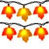 Romasaty Fall Decor Maples Leaf String Lights, 8.5FT LED Maple Leaf Lights with 10 3D Maple Light, Plug in Fall Decorations for Indoor Outdoor Thanksgiving Christmas Halloween Harvest-Orange/Yellow view 1