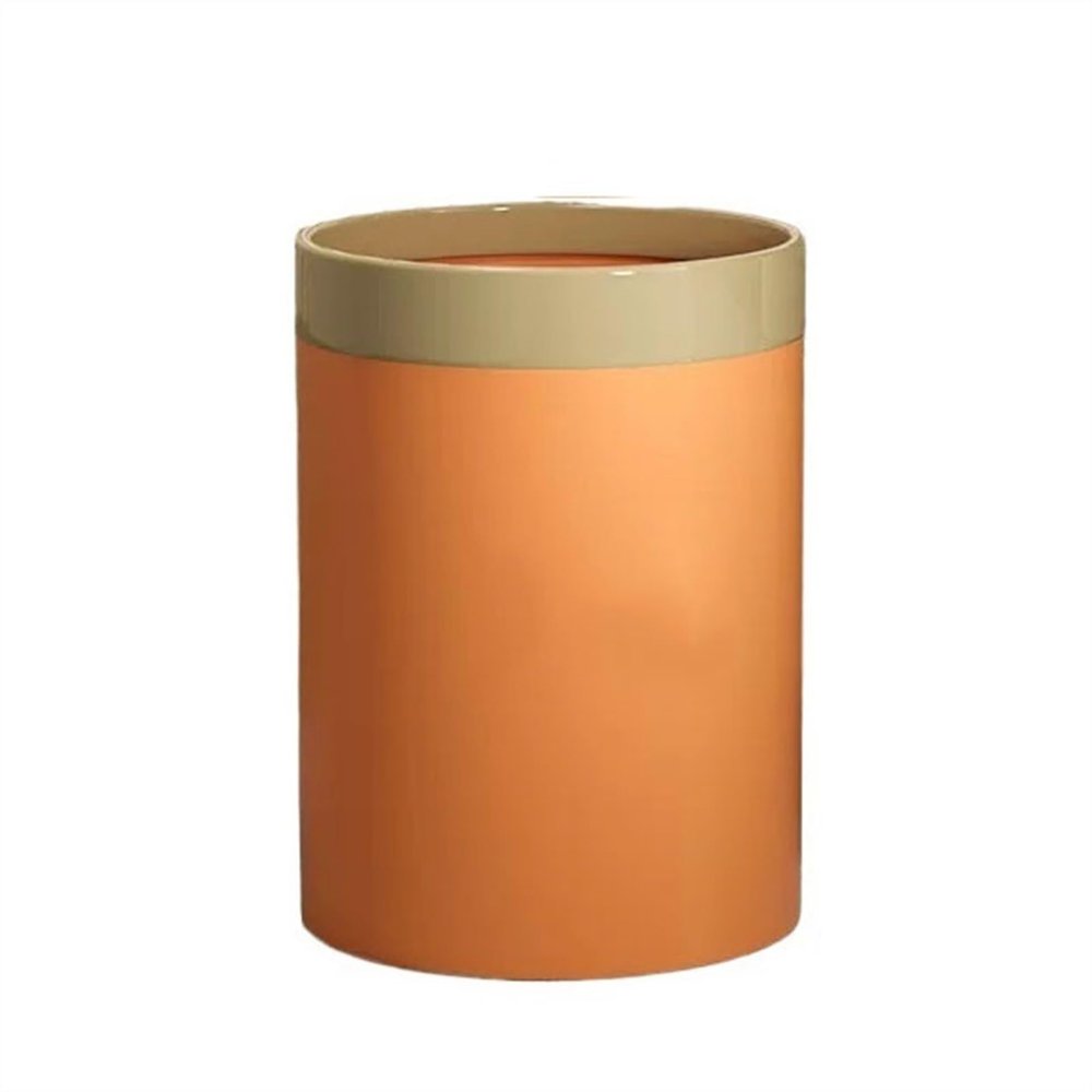 EARSHOT Trash Can Trash Can Household Living Room Kitchen Bedroom Large Capacity Trash Can Large Modern Simple Waste Paper Basket Bathroom Trash Can(Color:Orange,Size:Small)