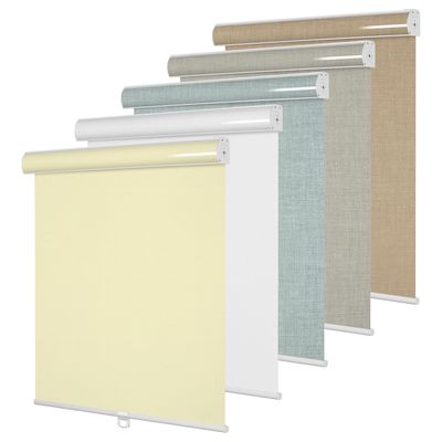 Doing-X 100% Blackout Roller Shades for Windows Linen Fabric Cordless Roller Blinds with Cassette Valance Thermal Insulated Room Darkening Window Shades for Home Office Bedroom(23" W x 96" H) Beige