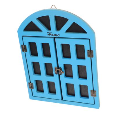 STOBOK Message Blackboard Wood Window Chalkboard Wood Window Ornament Retro Window Decor Reusable Window Chalkboard Wooden Window Decor Practical Window Chalkboard Decors, 33.00X25.50X1.10CM, Blue