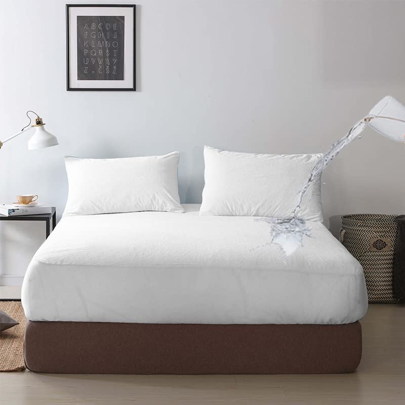 PS HOME FURNISHING 100% Waterproof Mattress Protector Twin XL Size Topper Terry Cotton with 18 Inches Deep Pocket Fitted Style, White, CB 08 - 66