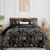 WONGS BEDDING Boho Quilt Set King,Black Paisley Floral Pattern Bedspread Coverlet Set with 2 Pillowcases,3 Piece Lightweight Microfiber Bohemian Quilt Bedding Set 104"90" view 1
