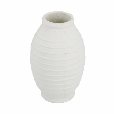 T2 Concept Textured Terracotta Flower Vase with Natural White Finish, Coastal Accent Vase, for Living Room, Entryway, Bedroom, Office, 9.5 x 16