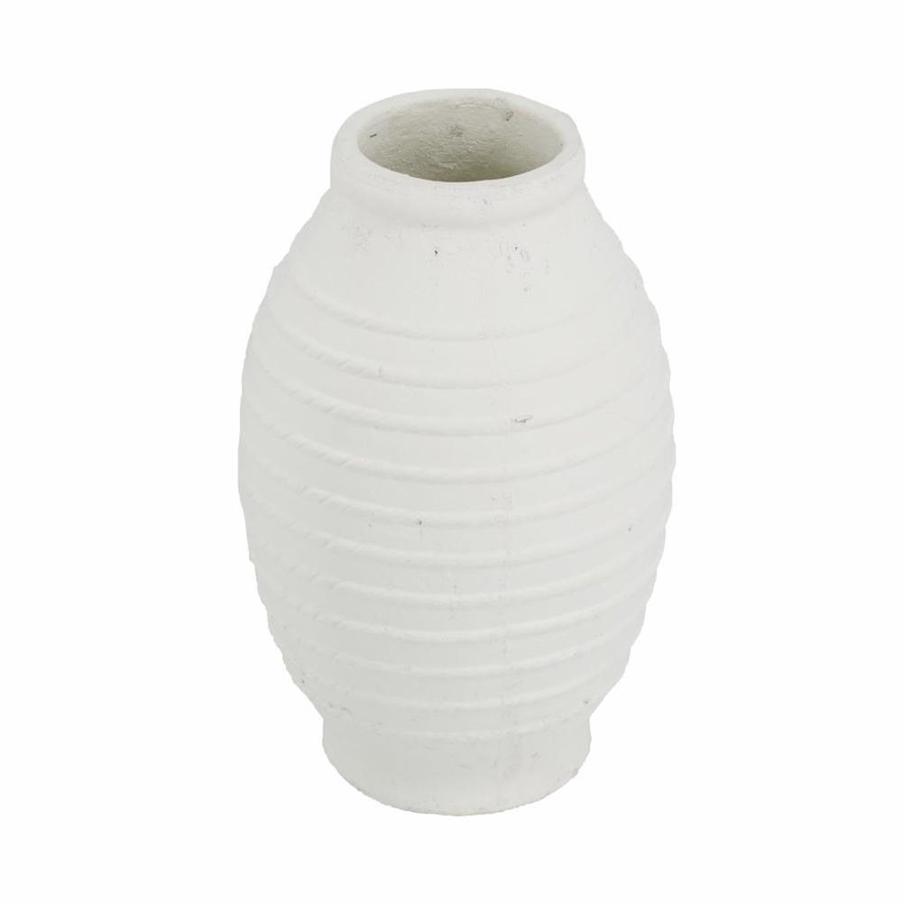 T2 Concept Textured Terracotta Flower Vase with Natural White Finish, Coastal Accent Vase, for Living Room, Entryway, Bedroom, Office, 9.5 x 16