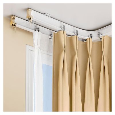 Curved Curtain Rail for Shower Curtain Double Flexible Bendable Aluminium Curtain Track 1m~10m for L/U Shape Bay Windows Privacy Living Room Room Divider(Carbonizedcolor:White,Size:260cm)
