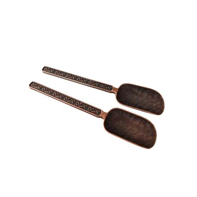 2 Pack Metal Measuring Shovel Spoons for Tea and Coffee, Long Handle Chinese Tea Set Shovel Scoops, Vintage Loose Leaf Tea Scoops