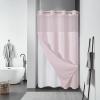 eachope BlushPink No Hook Waffle Weave Shower Curtain with snap-in Liner Replacement, 230GSM Waterproof Fabric Hotel Shower Curtain Set for Bathroom, Through Mesh Top Window,54Wx80H view 1