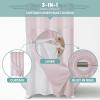 eachope BlushPink No Hook Waffle Weave Shower Curtain with snap-in Liner Replacement, 230GSM Waterproof Fabric Hotel Shower Curtain Set for Bathroom, Through Mesh Top Window,54Wx80H view 3