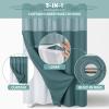 eachope SeawedGreen Long No Hook Waffle Weave Shower Curtain with snap-in Liner Replacement, 230GSM Waterproof Fabric Hotel Shower Curtain Set for Bathroom, Through Mesh Top Window,71Wx80H view 2