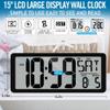 KMMKGG 15" Large Digital Wall Clock Battery Operated, Digital Clock Display with Day, Date & Temperature, Large Wall Clock for Bedroom, Livingroom, Office(4.6" Numbers) view 2