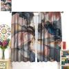 Abstract Marble Curtains, Modern Luxury Dark Blue Pink Rose Gold Marble Texture Geometric Ink Printed Window Curtains for Girls Boys Bedroom Living Room, 52" W X 84" L view 3