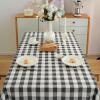 Alsoo Black Checkered Tablecloth Rectangle Cotton Linen Fabric Christmas Gingham Table Cloth Heavy Duty Buffalo Plaid Table Cover with Tassel Wrinkle Free for Kitchen Dining, 55X120'' view 2