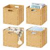 DULLEMELO Wicker Storage Cube Set - 11 Inch Wicker Baskets with Handles for Organizing Shelves, Natural - Set of 4 view 1