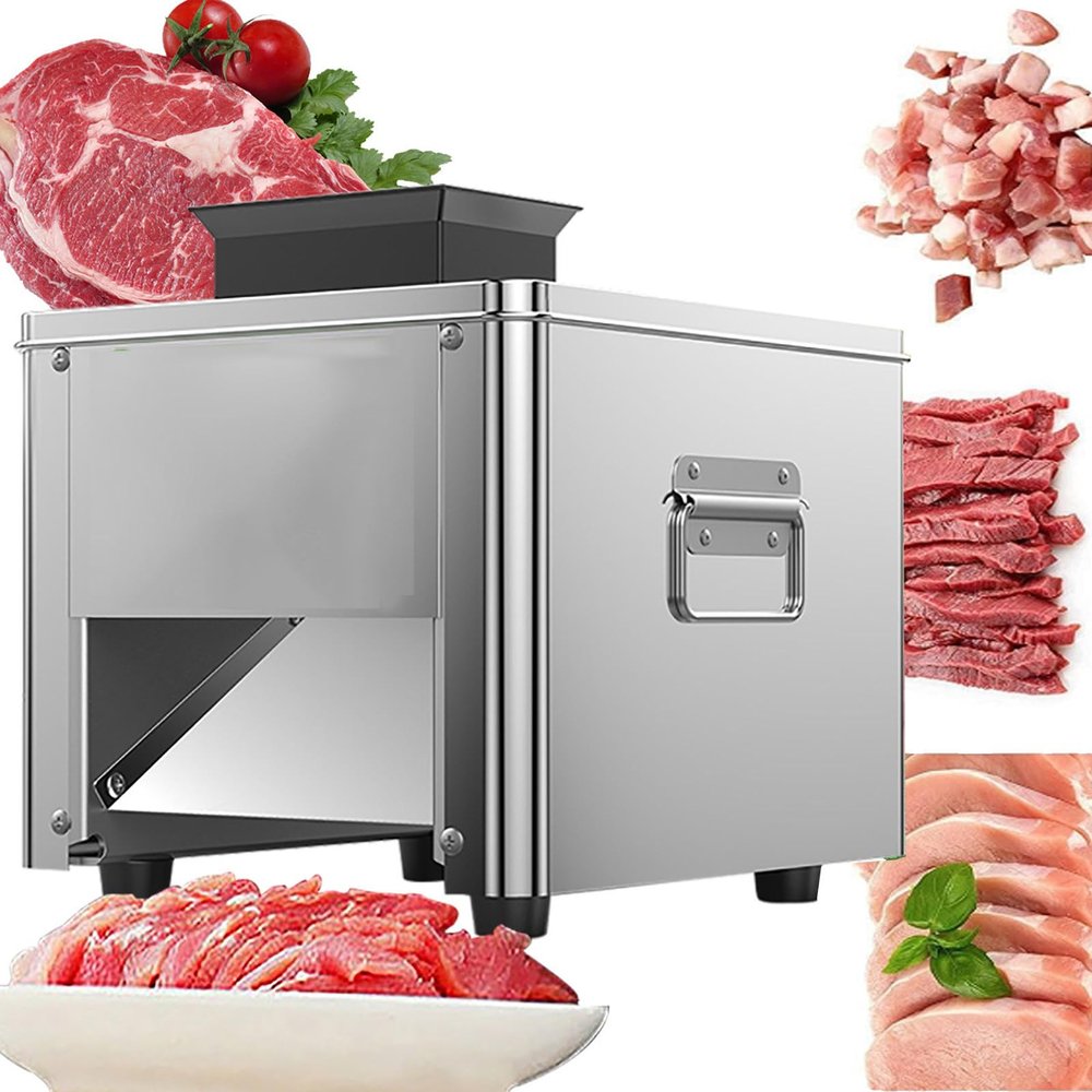 Meat Cutter Cutting Machine | 2.5mm -21mm Cube Shredded Meat 330LB/H 850W Home&Commercial Electric Stainless Steel Chicken Fish Beef Meat Vegetable Slicer,10mm
