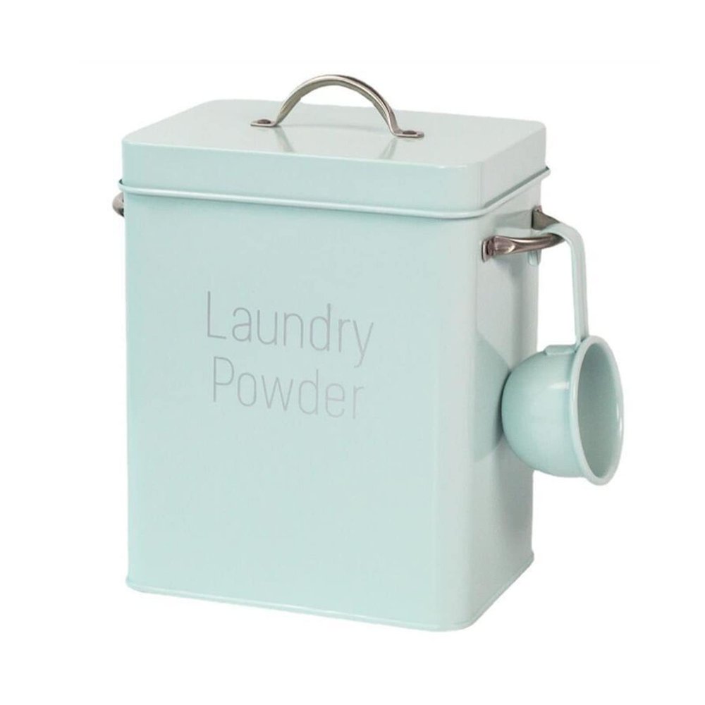 GMBYLBY Metal Laundry Room Container Modern Detergent Powder Storage Organization With Scoop Washing Powder Display Canister Box Washing Powder Storage Box, Green