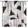 Abstract Marble Curtains, Pink Gray Black Geometric Marble Golden Line Art Stone Cracked Stripe Print Window Drapes for Living Room Girls Women Bedroom, 42" W X 63" L view 1