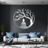Idadey Tree of Life and Buddha Metal Wall Decor, Meditation Hindu Wall Decor, Zen Metal Wall Art, Yoga Studio & Spiritual Spaces (Silver, 28"x28") view 1