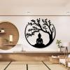 Idadey Tree of Life and Buddha Metal Wall Decor, Meditation Hindu Wall Decor, Zen Metal Wall Art, Yoga Studio & Spiritual Spaces (Silver, 28"x28") view 2