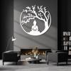 Idadey Tree of Life and Buddha Metal Wall Decor, Meditation Hindu Wall Decor, Zen Metal Wall Art, Yoga Studio & Spiritual Spaces (White, 18"x18") view 1