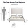 GDFStudio Tall Headboard Upholstered Bed,Queen Size Platform Bed Frame with Headboard Wingback,54" High No Box Spring Needed Easy Assembly Elegant Simplicity Textured Ivory Canvas view 2