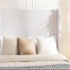 GDFStudio Tall Headboard Upholstered Bed,Queen Size Platform Bed Frame with Headboard Wingback,54" High No Box Spring Needed Easy Assembly Elegant Simplicity Textured Ivory Canvas view 3