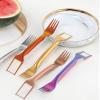 BIUBABIU 2-in-1 Stainless Steel Fruit Cutter, Watermelon Cutter Slicer Tool, Upgrade Foldable Watermelon Fork Slicer Cutter, Dual Head Fruit Forks Slicer Knife (C-Colorful, 3pcs) view 2