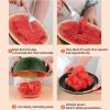 BIUBABIU 2-in-1 Stainless Steel Fruit Cutter, Watermelon Cutter Slicer Tool, Upgrade Foldable Watermelon Fork Slicer Cutter, Dual Head Fruit Forks Slicer Knife (C-Colorful, 3pcs) view 3