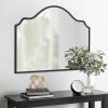 Chende Black Wall Mirror, Antique Arched Mirror for Fireplace Decor with Wooden Frame, 40'' x 28'' Elegant Scalloped Mirror for Living Room, Dining Room, Entryway view 1